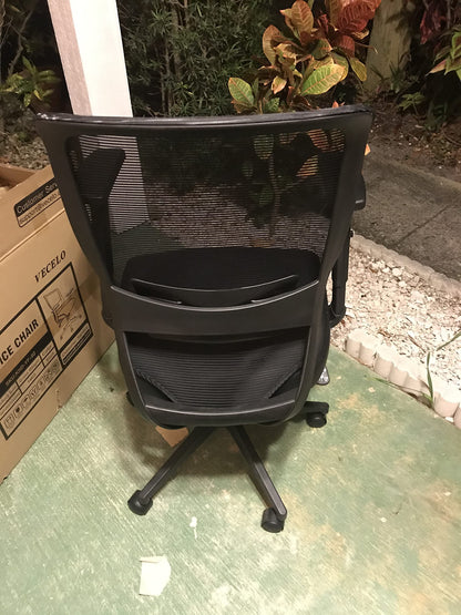 Office Chair with PU Padded Seat Cushion, Adjustable Armrest, Ergonomic Lumbar Support