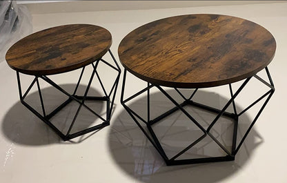 Nesting Table Set of 2 Rustic Brown and Black - HWLEXTRA