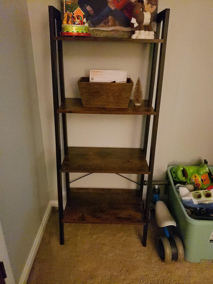 Ladder Shelf, 4-Tier Bookshelf, Free Standing Storage Shelves - HWLEXTRA 