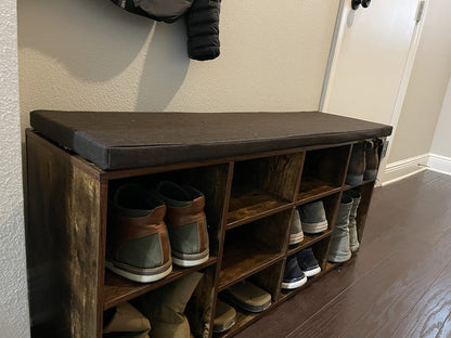 Cubbie Shoe Cabinet Storage Bench with Cushion, Adjustable Shelves, Holds up to 440lb - HWLEXTRA 