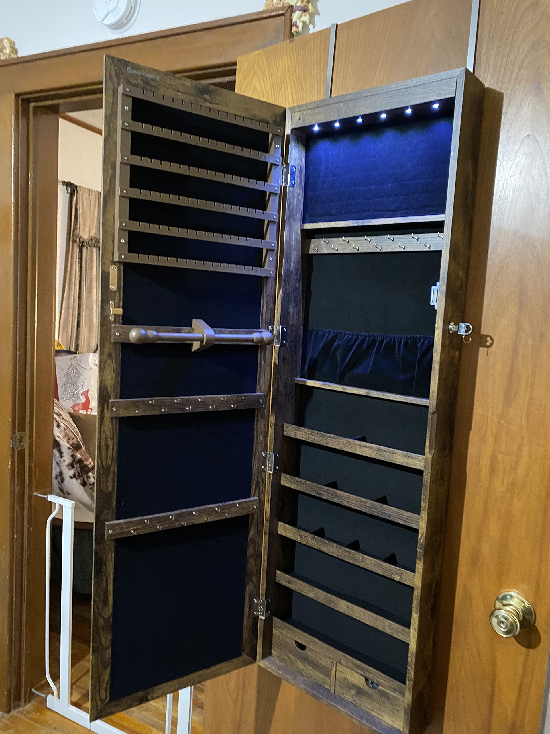 Brown Hanging Jewelry Armoire - HWLEXTRA