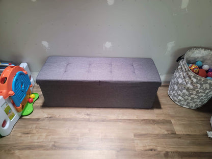 43.3 Inches Storage Ottoman Bench, Folding Storage Chest, Footstool with Flip-up Lid - HWLEXTRA 