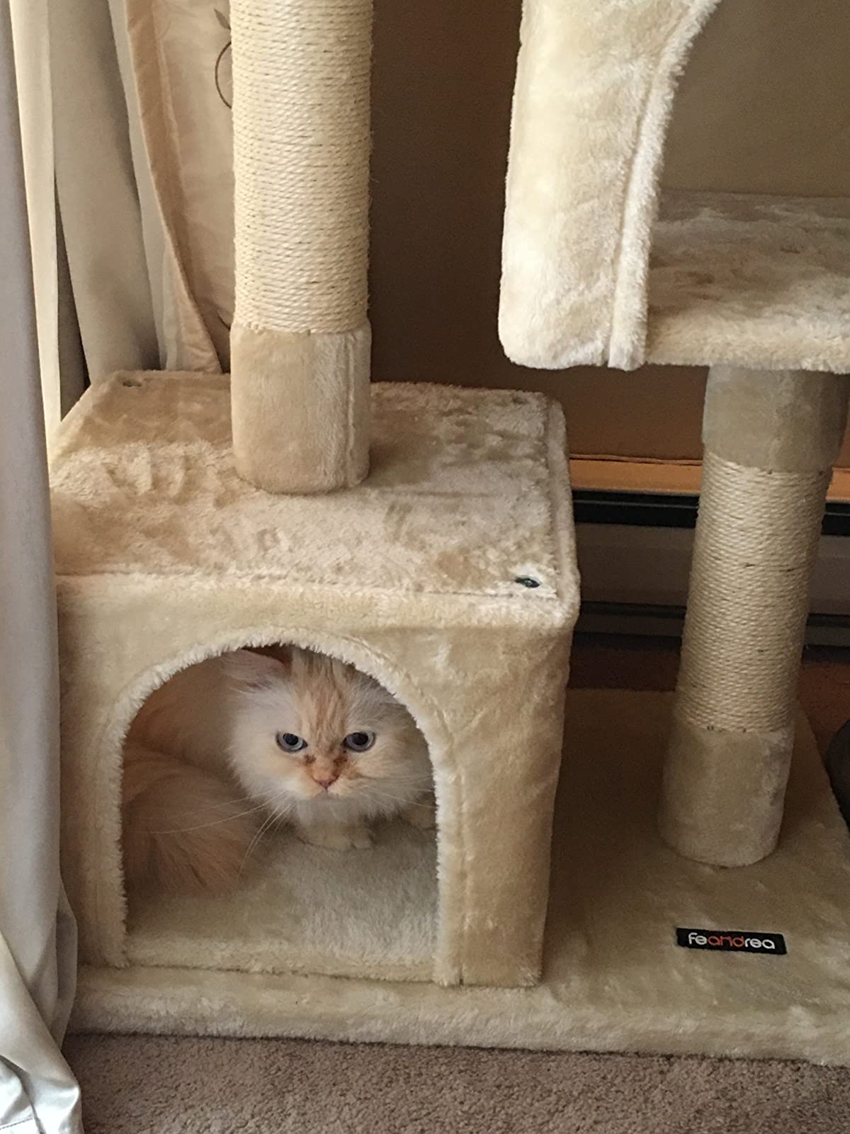 Cat Tree for Large Cats, 2 Cozy Plush Condos and Sisal Posts - HWLEXTRA 