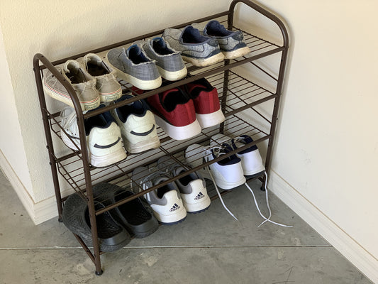 Stackable Shoe Rack, 4-Tier Shoe Rack Storage Organizer, Hold up to 16 Pairs, Steel, 27 x 10.8 x 25.6 Inches - HWLEXTRA 