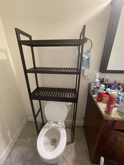 Over-the-Toilet Storage, 3-Tier Bamboo Bathroom Organizer with Adjustable Shelves, Multifunctional Toilet Rack - HWLEXTRA 