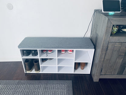 Cubbie Shoe Cabinet Storage Bench with Cushion, Adjustable Shelves, Holds up to 440lb
