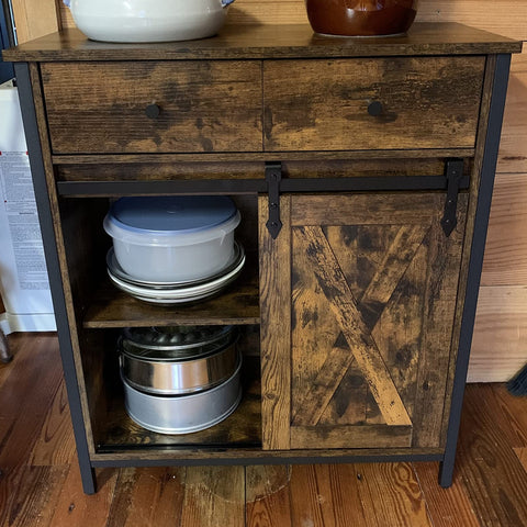 Industrial Storage Sideboard with Sliding Barn Door - HWLEXTRA