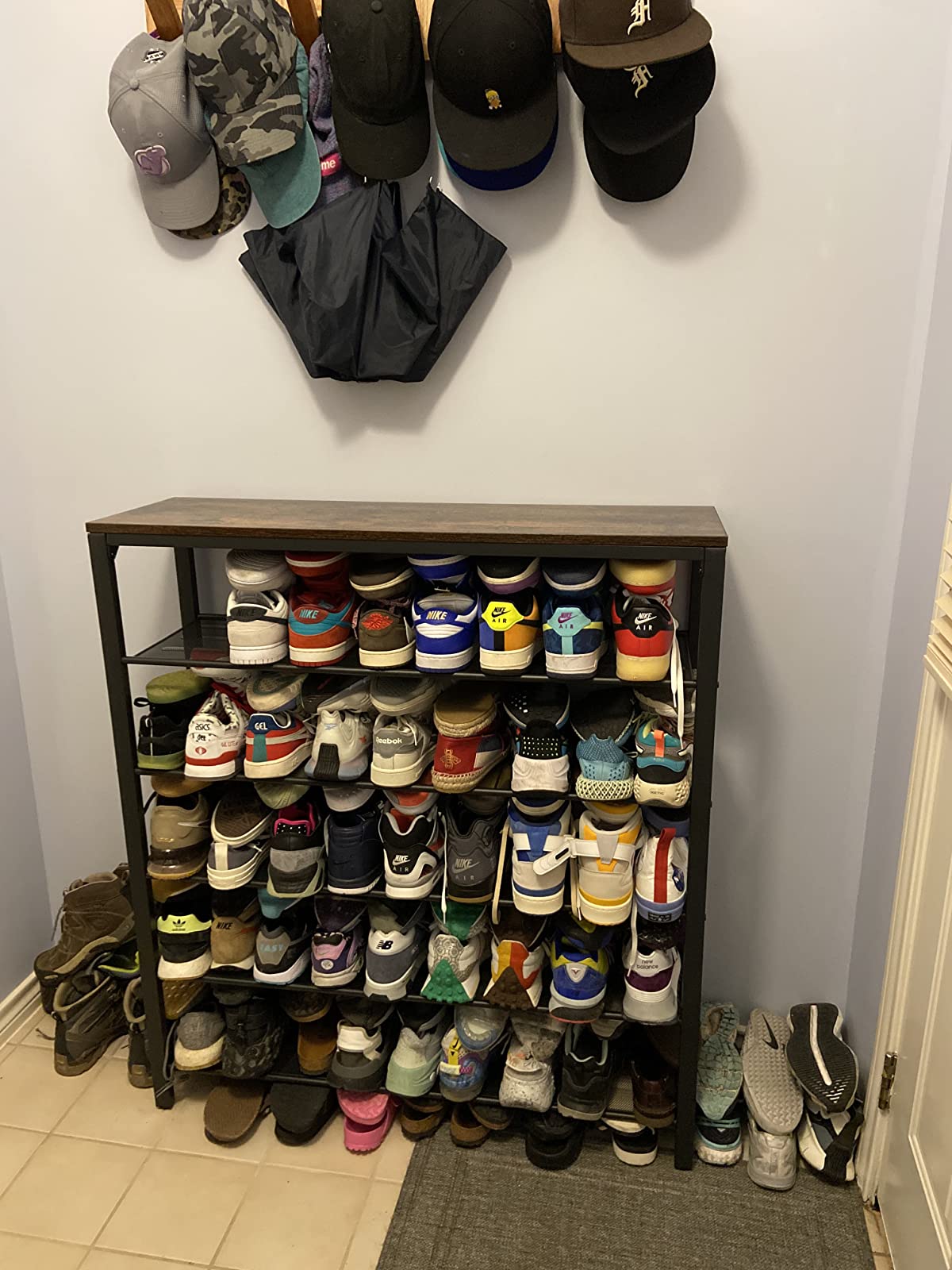 Industrial Brown Shoe Rack with 6 Shelves - HWLEXTRA