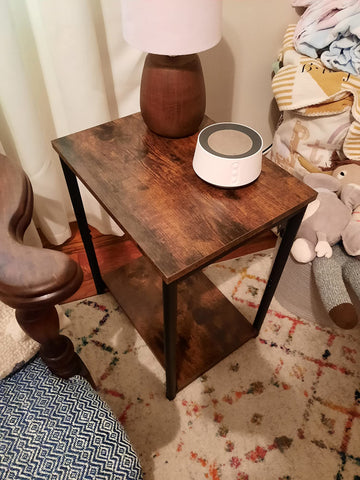 End Table, Side Table with Storage Shelf, Slim Night Table - HWLEXTRA 