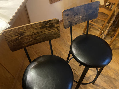 Bar Stools, Set of 2 PU Upholstered Breakfast Stools, 15.4 x 15.4 x 39.4 Inches