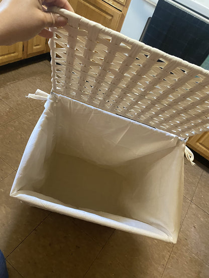 Handwoven Laundry Hamper, 23.8 Gal (90L) Synthetic Rattan Clothes Laundry Basket with Lid and Handles