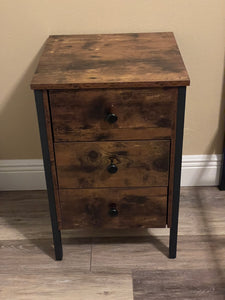 Set of 2 Nightstand, End Table with 3 Drawers and Storage Shelf, End Table