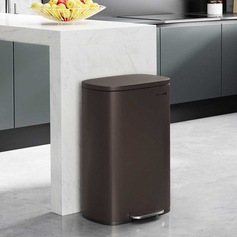 13.2 Gal (50L) Kitchen Trash Can, Pedal Garbage Can, with Plastic Inner Bucket, Hinged Lid