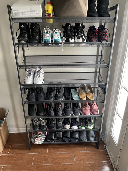8-Tier Shoe Rack, Set of 2 Stackable 4-Tier Shoe Organizers, Metal Mesh Shoe Shelf Storage - HWLEXTRA 