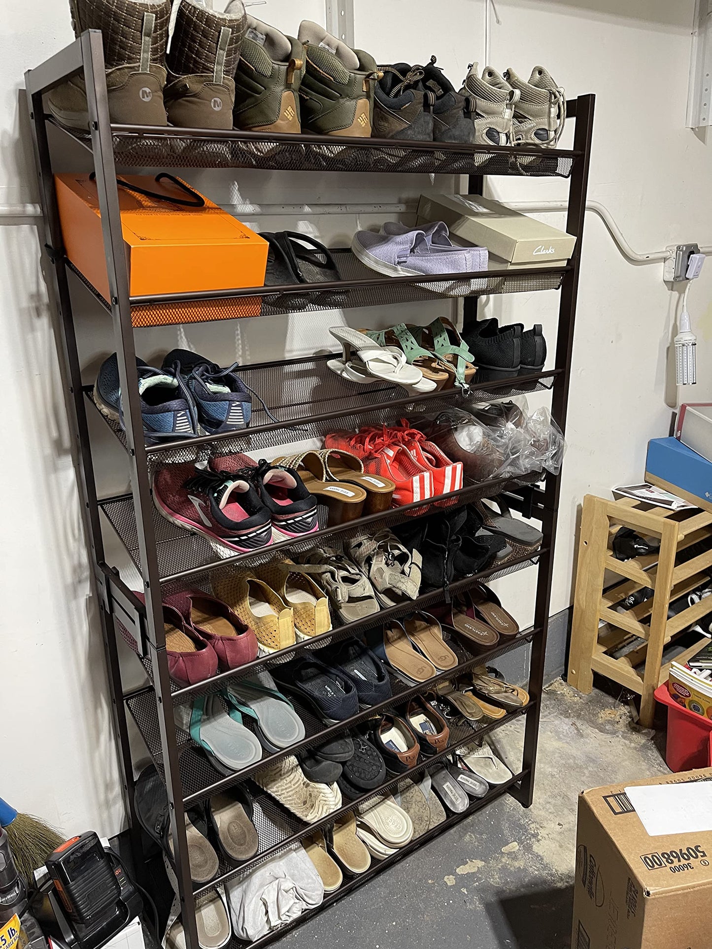 8-Tier Shoe Rack, Set of 2 Stackable 4-Tier Shoe Organizers, Metal Mesh Shoe Shelf Storage - HWLEXTRA 