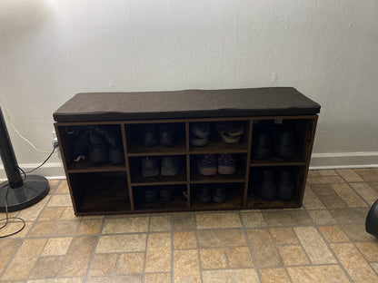 Cubbie Shoe Cabinet Storage Bench with Cushion, Adjustable Shelves, Holds up to 440lb - HWLEXTRA 