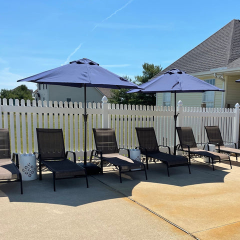 Patio Umbrella, 7.5 ft Outdoor Table Umbrella, 8 Ribs, UPF 50+, Tilt and Crank, Navy Blue