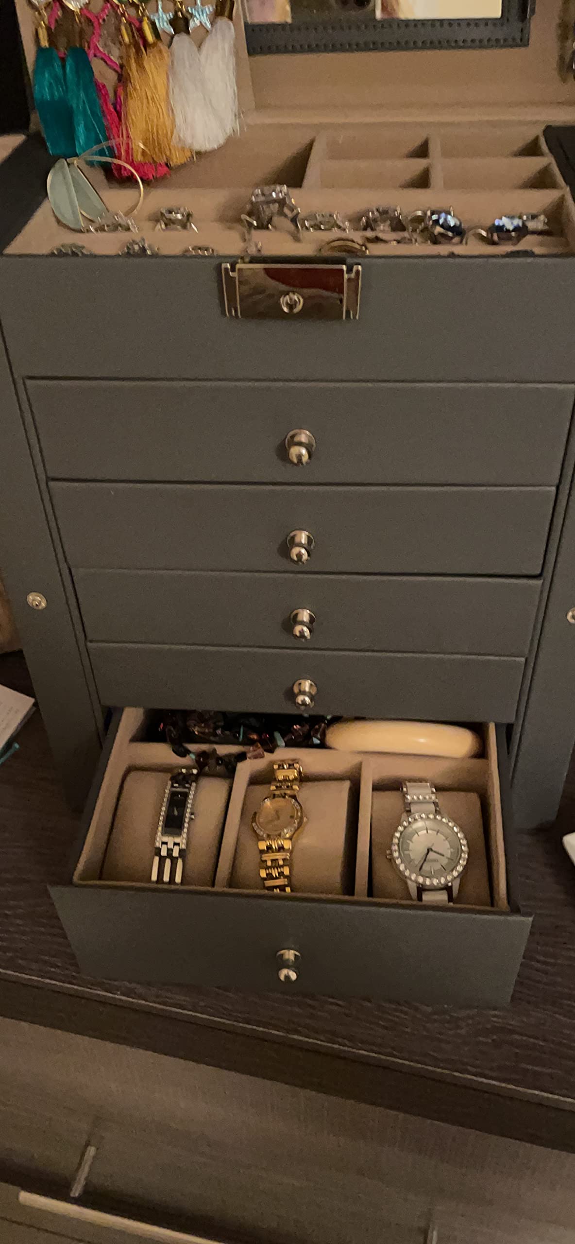 6-Tier Large Jewelry Case with Drawers - HWLEXTRA