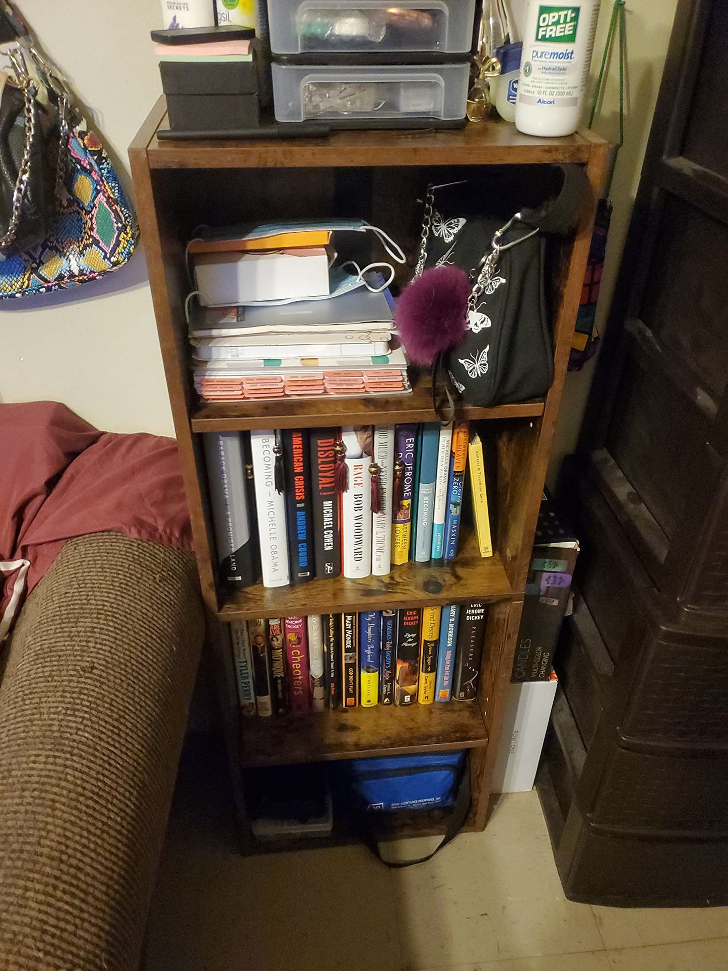 Bookshelf, Open Bookcase with Adjustable Storage Shelves, Floor Standing Unit - HWLEXTRA 