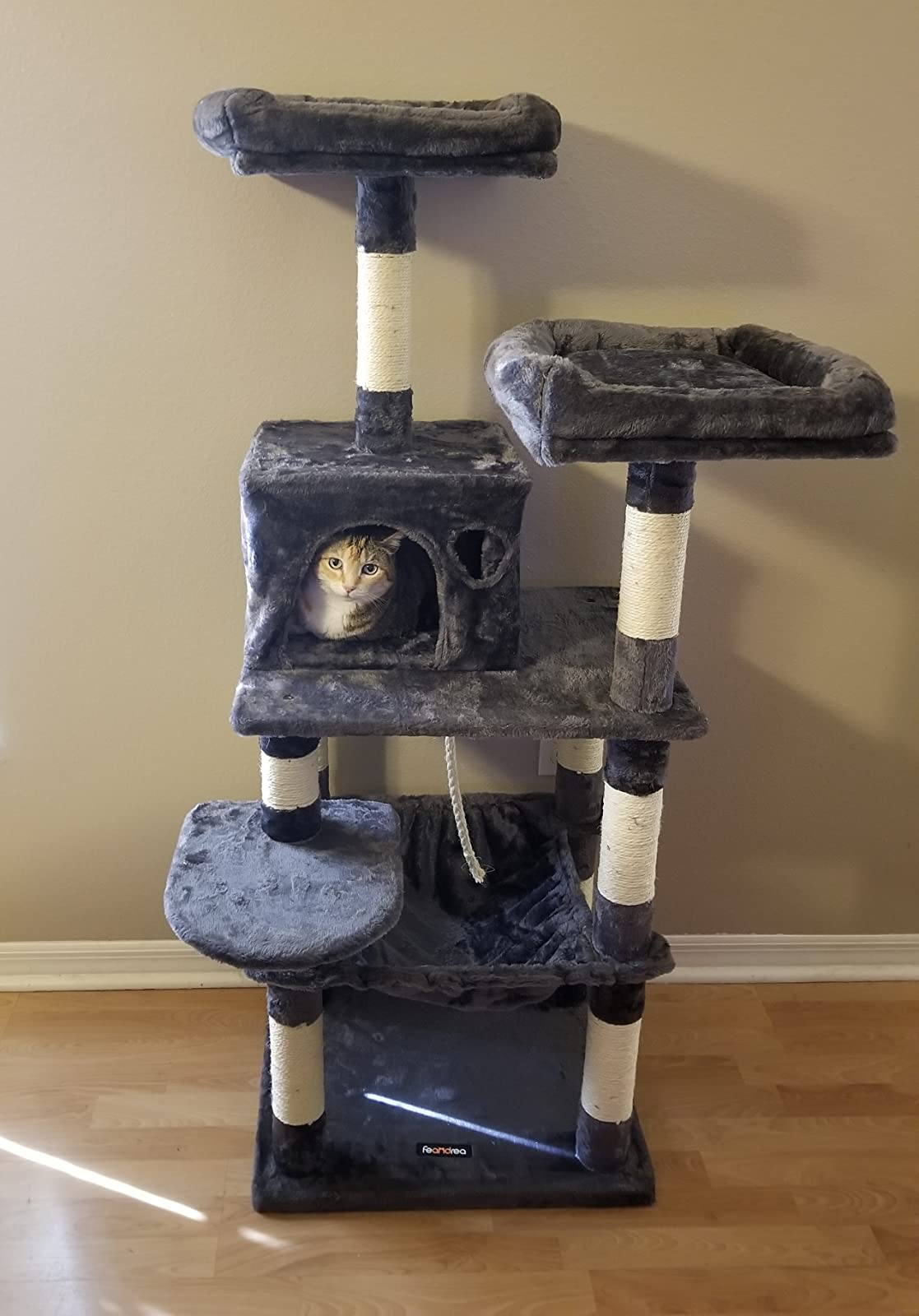 56.3 inches Multi-Level Cat Tree with Hammock, Cat Tower for Large Cats