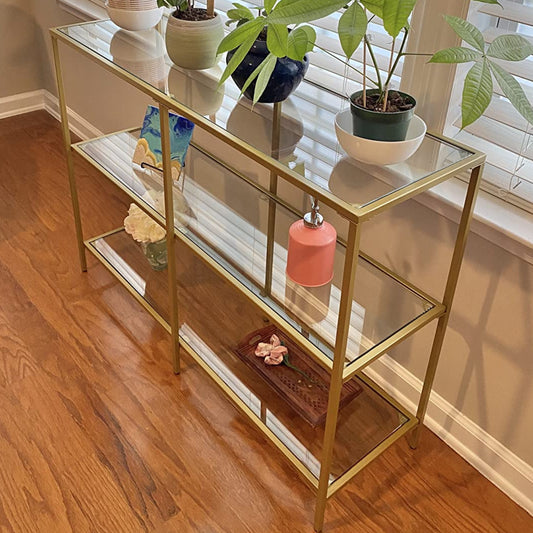Console Table with 3 Shelves | 51.2 x 11.8 x 28.7 Inches | Metal Frame - HWLEXTRA 