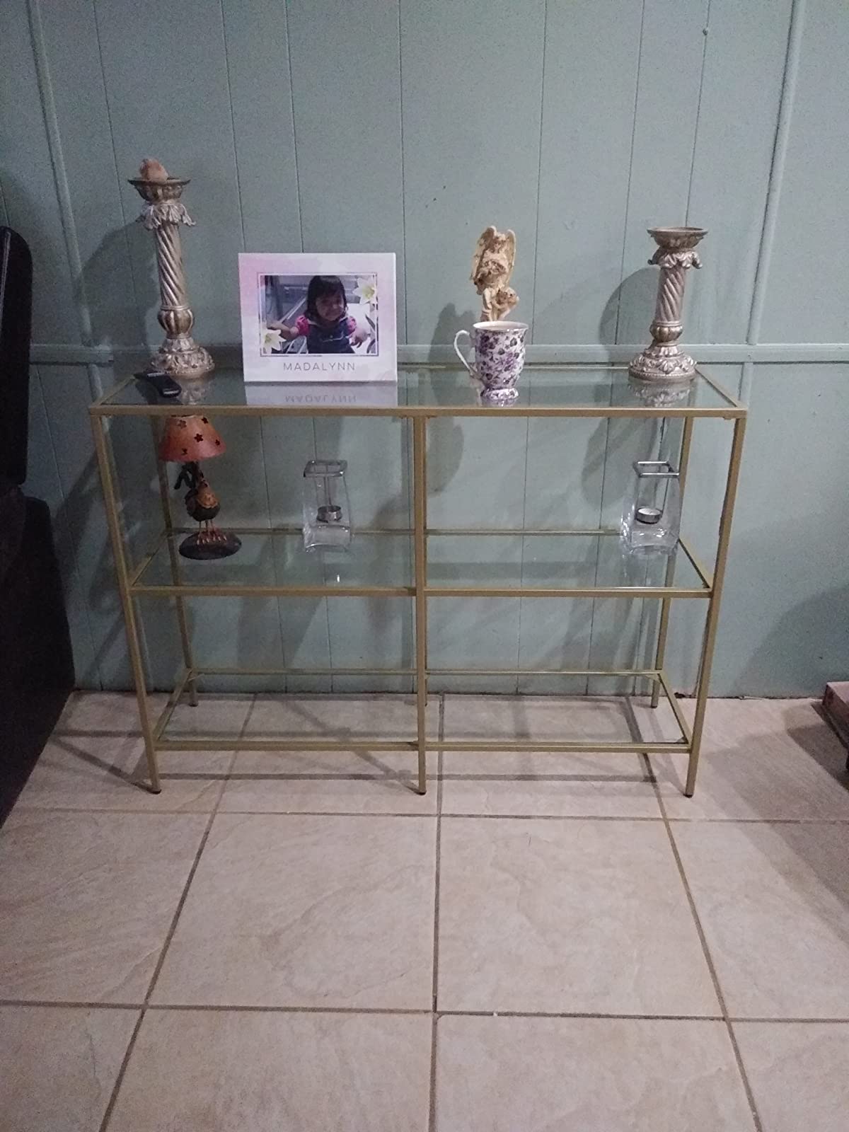 Console Table with 3 Shelves | 51.2 x 11.8 x 28.7 Inches | Metal Frame - HWLEXTRA 