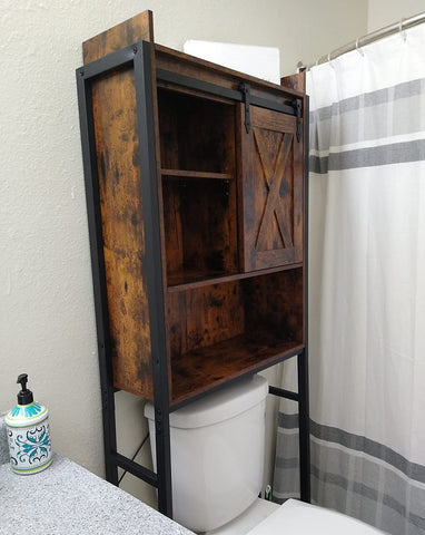 Over-The-Toilet Storage Cabinet, Space-Saving Bathroom Oragnizer Rack with Cupboard and Shelves