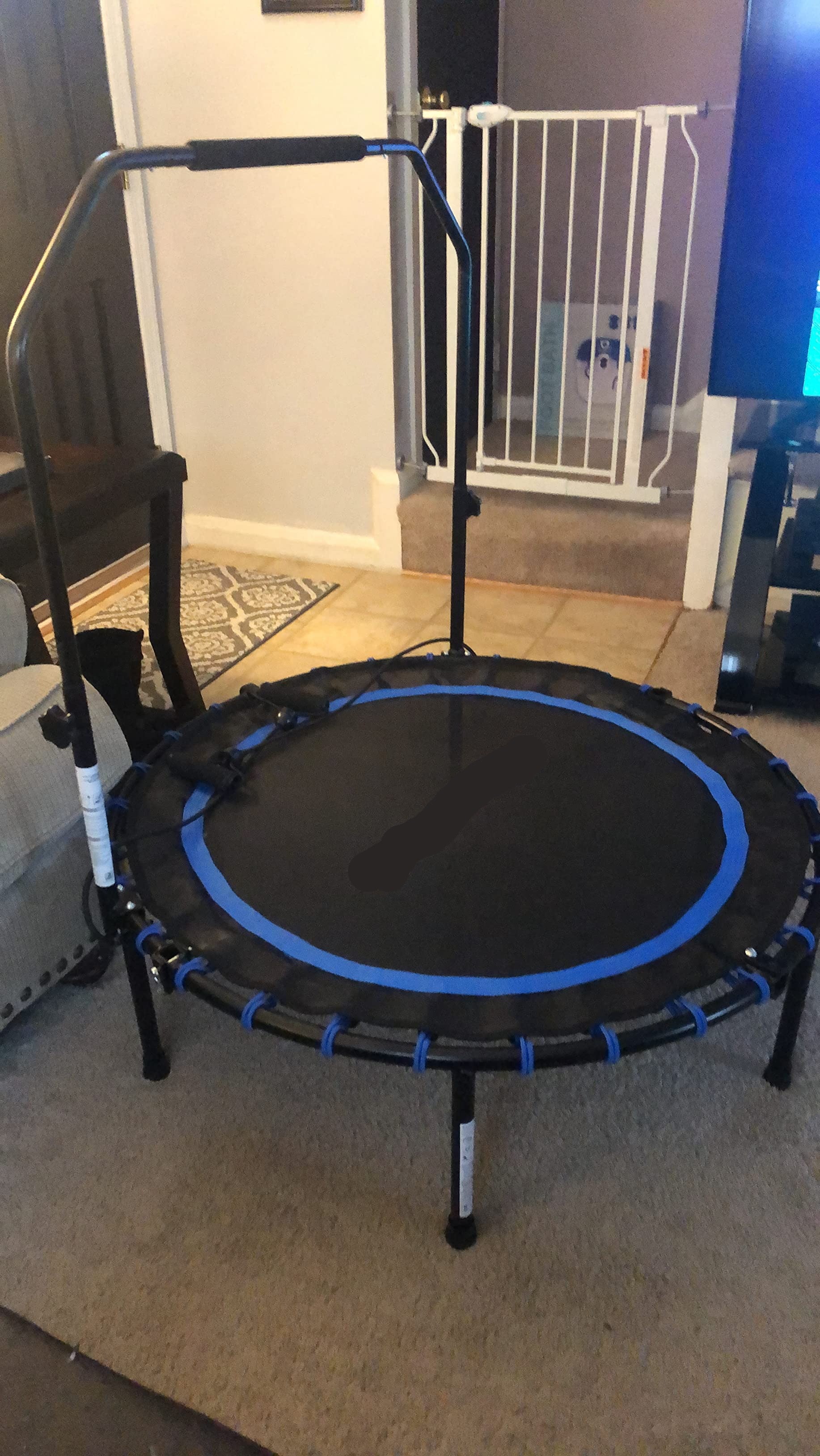 40 Inches Mini Fitness Trampoline, Fitness Rebounder with Adjustable Handrail, Foldable Trampoline - HWLEXTRA 