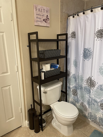 Over-the-Toilet Storage, 3-Tier Bamboo Bathroom Organizer with Adjustable Shelves, Multifunctional Toilet Rack - HWLEXTRA 