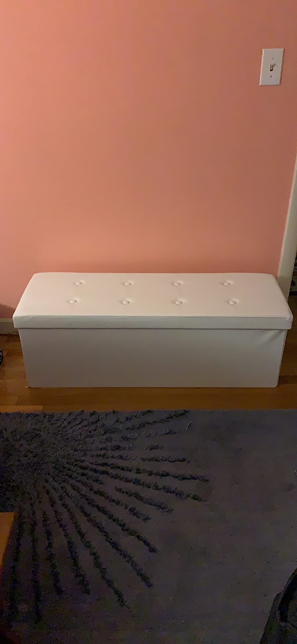 43 Inches Faux Leather Folding Storage Ottoman Bench, Storage Chest Footrest Padded Seat - HWLEXTRA 
