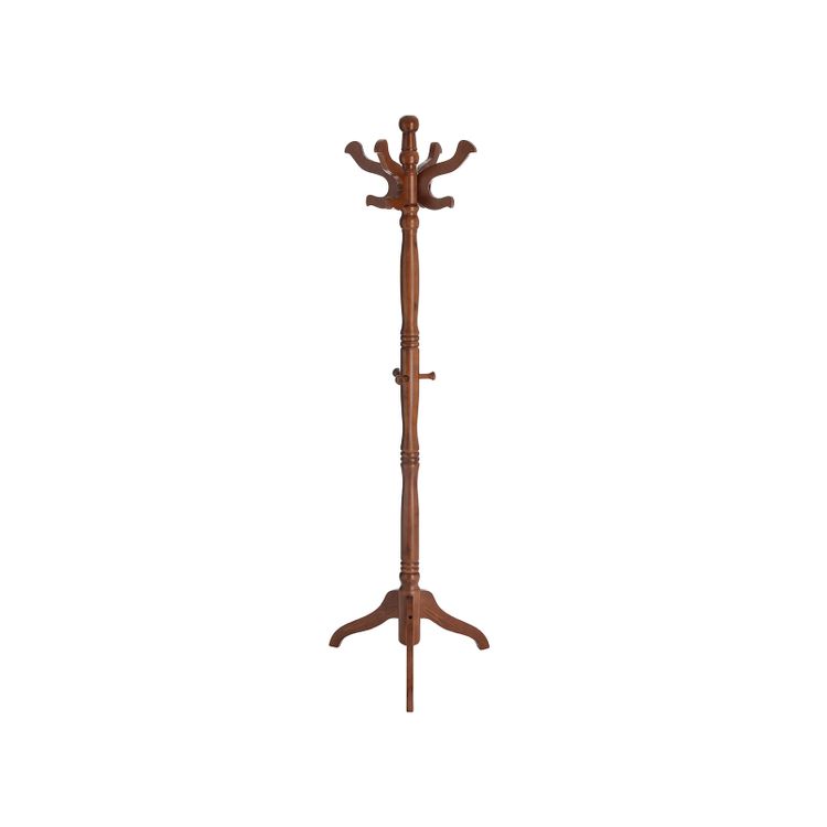 Coat Rack Free Standing with 11 Hooks, Wooden Hall Tree with Solid Rubberwood Base