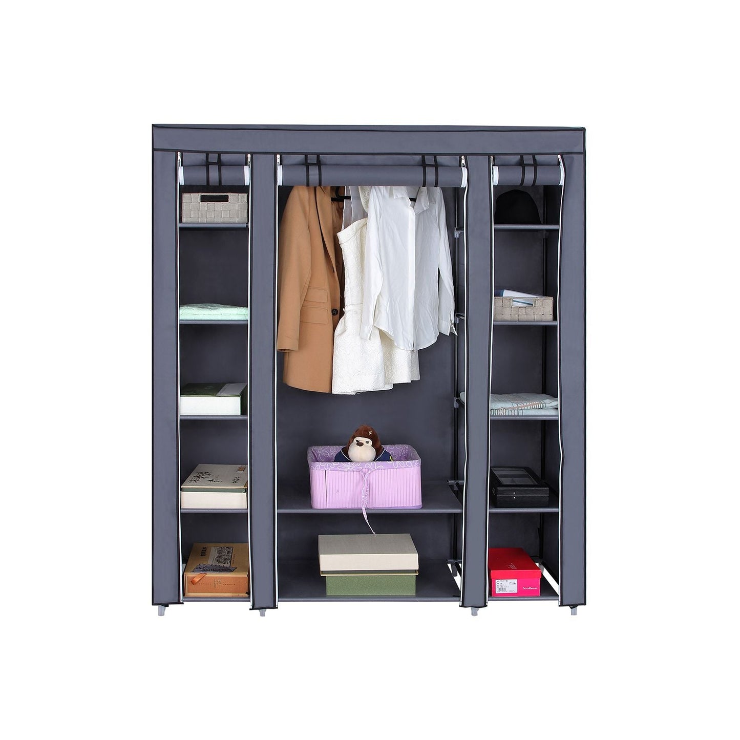 Grey Portable Clothes Closet - HWLEXTRA
