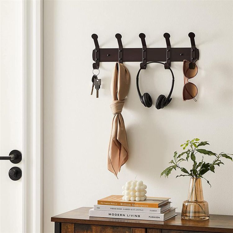 Coat Rack Wall Mounted, Heavy-Duty Organizer with 5 Hooks, Hat Rack for Wall, Metal Wall