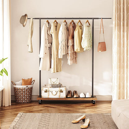 Garment Rack, Industrial Style Clothing Rack with Shelf