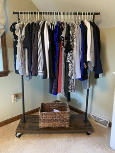 Garment Rack, Industrial Style Clothing Rack with Shelf