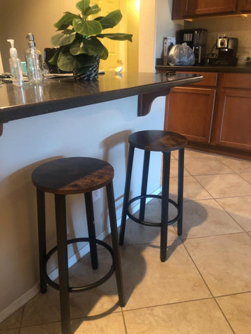 Bar Stools, Set of 2 Round Bar Chairs with Footrest