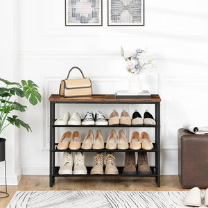 Shoe Rack, 4-Tier Shoe Storage Organizer with 3 Oxford Fabric Shelves