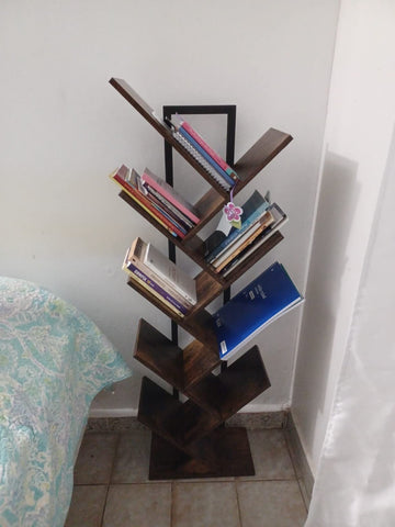 Tree Bookshelf, 9-Tier Bookcase Wooden Shelves, Floor Standing Storage Rack