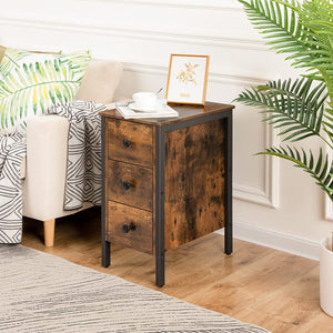 Narrow Nightstand, End Table with 3 Drawers