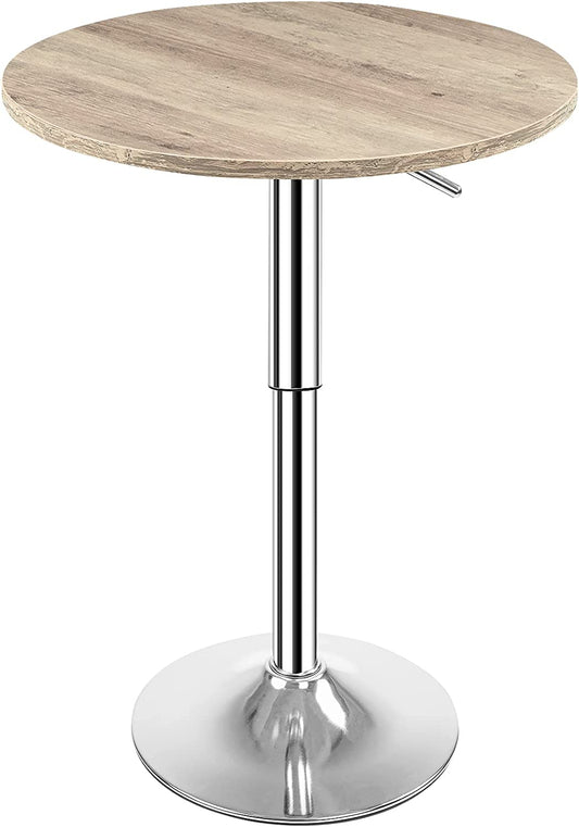 Round Bar Table, Height-Adjustable Bar Table, Pub Table with Top Particleboard and Base