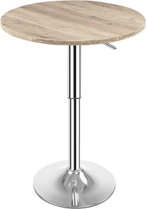Round Bar Table, Height-Adjustable Bar Table, Pub Table with Top Particleboard and Base