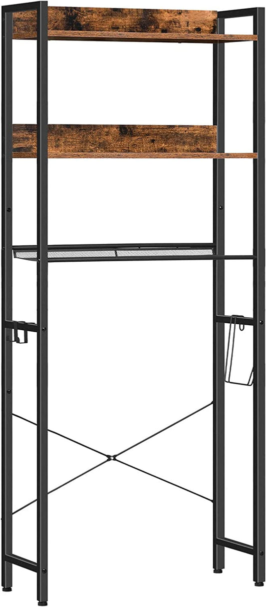Over The Toilet Storage, 3 Tier Over Toilet Bathroom Organizer with Paper Storage Holder and 4 Functional Hooks