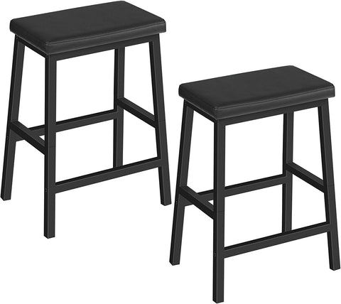 Bar Stools, Set of 2 Bar Chairs, PU Leather Upholstered Breakfast Stools