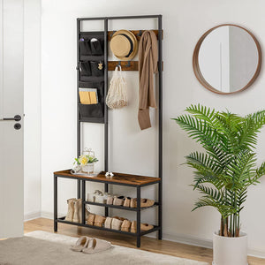 Coat Rack Shoe Bench, Hall Tree Entryway Storage Bench, Storage Shelf Organizer