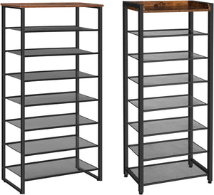 Shoe Rack, 8 Tier Shoe Rack, Narrow Shoe Storage Organizer with 7 Metal Shelves