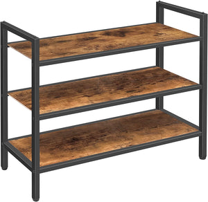 Shoe Rack, 3-Tier Stackable Shoe Shelf, Industrial Shoe Storage Organizer with 3 Shelves