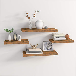 Floating Shelves, Wall Shelf Set of 4, Hanging Shelves with Invisible Brackets Bundle