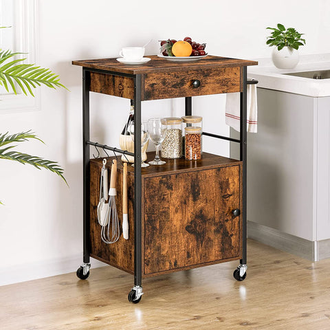 Kitchen Island Cart with Storage Cabinet and Drawer, Storage Cart on Wheels, Kitchen Rolling Cart