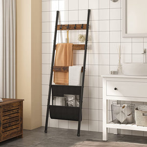 Blanket Ladder, 5 Tier Ladder Shelf, Wall-Leaning Blanket Rack, Towel Drying and Display Rack