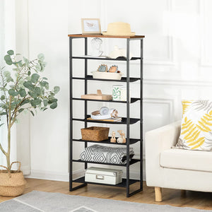 Narrow Shoe Rack, 8 Tier Tall Shoe Organizer with 7 Fabric Shelves, Metal Frame, Shoe Storage